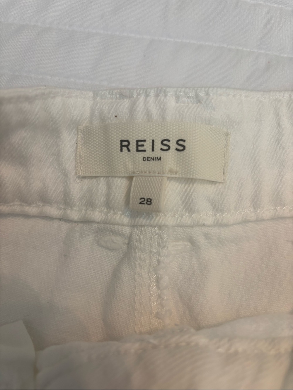 REISS Women's Pintuck Wide Leg White Jeans - Classic High-Rise Style - Picture 2 of 4